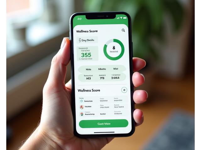 Smartfon z otwartą aplikacją mobilną Geotermia Życia, wyświetlającą wskaźniki zdrowotne