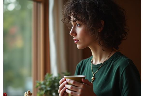 Osoba w zamyśleniu, symbolizująca zarządzanie stresem i zdrowie psychiczne.