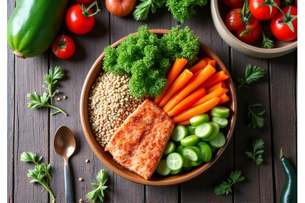 Zdjęcie zdrowego, zbilansowanego posiłku, symbolizującego żywienie intuicyjne.